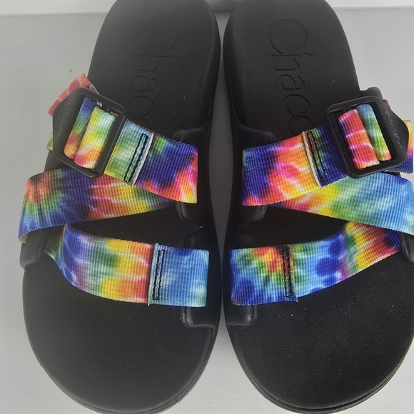 Chaco Women's CHILLOS Slide Sandal, Dark Tie Dye Slip On Adjustable Strap Size 6 - Picture 3 of 10